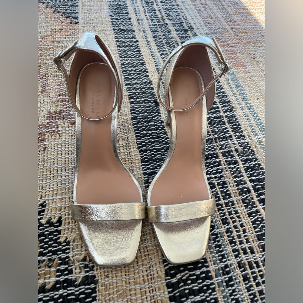 Halston Heritage - leather Gold metallic High heels